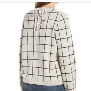 EUC Madewell Windowpane Lace Back Sweater XS